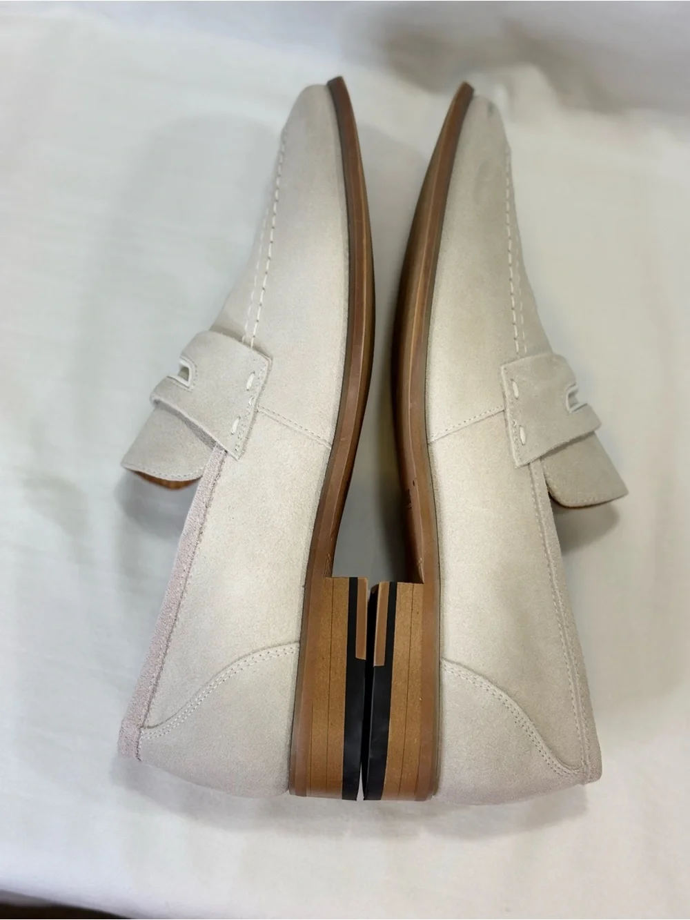 Stacy Adams Light Cream Suede Penny Loafers SZ 9.5 $159